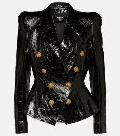 Balmain Croc effect leather blazer at Mytheresa