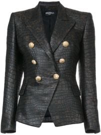 Balmain Crocodile Embossed Blazer at Farfetch