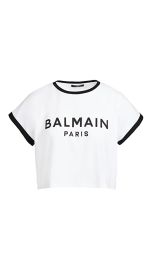 Balmain Cropped Printed Logo T Shirt at Shopbop