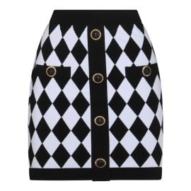 Balmain Diamond Pattern Knit Mini Skirt at Cettire