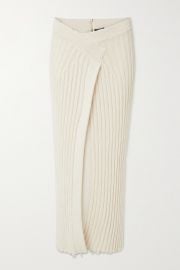 Balmain Distressed Ribbed Cotton Blend Sweater and Skirt at Net a Porter