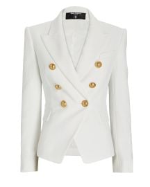 Balmain Double-Breasted Pique Blazer reg at Intermix