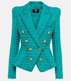 Balmain Double Breasted Tweed Jacket at Mytheresa