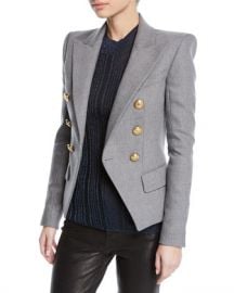 Balmain Double-Breasted Wool-Cashmere Flannel Blazer at Neiman Marcus