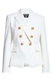 Balmain Double Breasted Wool Grain de Poudre Blazer at Nordstrom