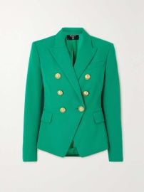 Balmain Double breasted grain de poudre wool blazer at Net a Porter