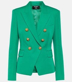 Balmain Double breasted grain de poudre wool blazer at Mytheresa