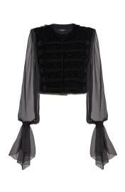 Balmain Edge-to-edge tweed and chiffon jacket at Nordstrom