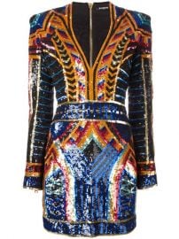 Balmain Embellished Sequin Fitted Dress at Farfetch