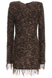 Balmain Fringed tweed mini dress at The Outnet