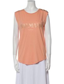 Balmain Graphic Print Scoop Neck Top at The Real Real