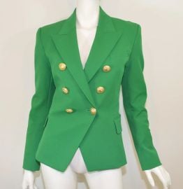 Balmain Green Double-Breasted Blazer with Gold Buttons For Sale at 1stDibs green blazer with gold buttons green blazer gold buttons green balmain blazer at 1st Dibs