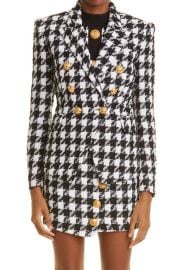 Balmain Houndstooth Tweed Double Breasted Blazer at Nordstrom