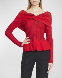 Balmain Knit Off The Shoulder Top at Neiman Marcus