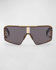 Balmain Le Masque Black Titanium Acetate Shield Sunglasses at Neiman Marcus