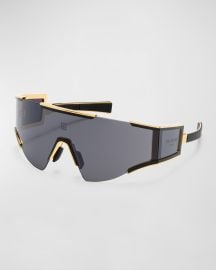 Balmain Logo Acetate amp Titanium Shield Sunglasses at Neiman Marcus