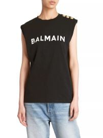 Balmain Logo Button Shoulder Muscle T Shirt at Saks Fifth Avenue