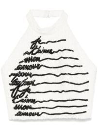 Balmain Love Letter-embroidered Tweed Top White at Farfetch