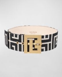 Balmain Maxi Monogram Jacquard Buckle Belt at Neiman Marcus