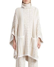 Balmain Metallic Monogram Textured Knit Poncho at Neiman Marcus