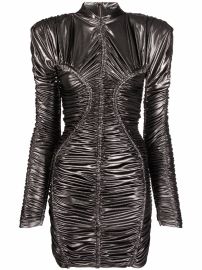 Balmain Metallic Ruched Detailing Short Dress - at Farfetch