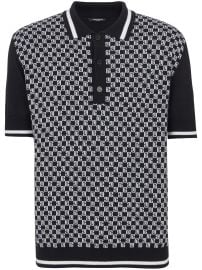 Balmain Monogram Jacquard Short Sleeve Merino Wool Polo Sweater at Farfetch