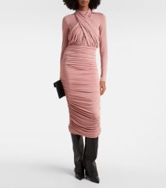 Balmain Pleated Jersey Midi Dress at Mytheresa