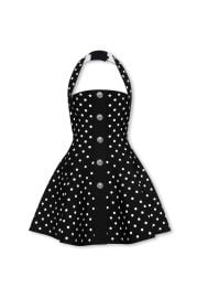 Balmain Polka Dot Jacquard Knit Halterneck Dress at Cettire