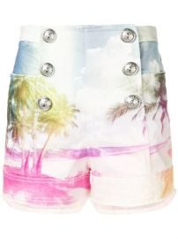 Balmain Printed Denim Shorts - Farfetch at Farfetch