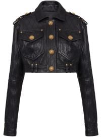 Balmain Quilted Leather Cropped Jacket Black at Farfetch