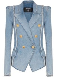 Balmain Raw Edge Denim Jacket Blue at Farfetch