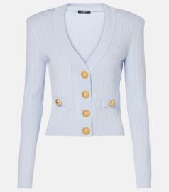 Balmain Ribbed knit Cardigan and Miniskirt at Mytheresa