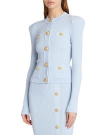 Balmain Short Buttoned Knit Cardigan at Neiman Marcus