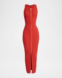 Balmain Sleeveless Cutout Zip Halter Maxi Dress at Neiman Marcus
