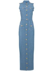 Balmain Sleeveless Denim Maxi Dress - Farfetch at Farfetch