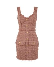 Balmain Sleeveless Tweed Buttoned Mini Dress italist ALWAYS LIKE A SALE at Italist