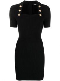 Balmain Square Neck Fitted Dress - Farfetch at Farfetch