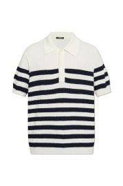 Balmain Striped Knit Polo Shirt at Cettire