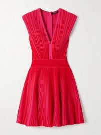 Balmain Striped Knitted Mini Dress in Red at Net a Porter