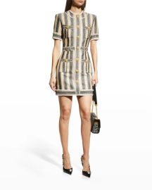 Balmain Striped Pique Mini Dress at Neiman Marcus