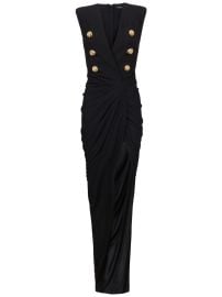 Balmain Tailored Crepe Long Dress Black at Farfetch