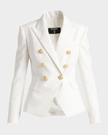 Balmain Tailored Double-Breasted Wool Jacket at Neiman Marcus