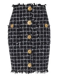 Balmain Tweed Buttoned Pencil Skirt | Black | FARFETCH at Farfetch