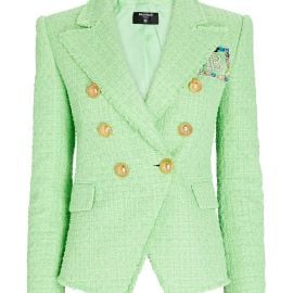 Balmain Tweed Double-Breasted Blazer at Intermix