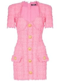 Balmain button-embellished Tweed Minidress Pink at Farfetch