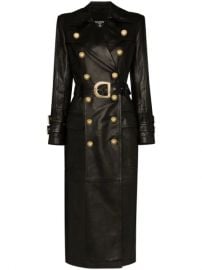 Balmain double-breasted Belted Leather Trench Coat - Farfetch at Farfetch