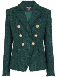 Balmain double-breasted Tweed Jacket Green at Farfetch