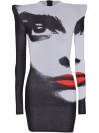 Balmain face-motif Mini Dress White at Farfetch