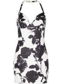 Balmain floral-print Leather Minidress White at Farfetch