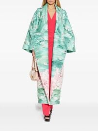 Balmain floral-print Oversized Coat Green at Farfetch